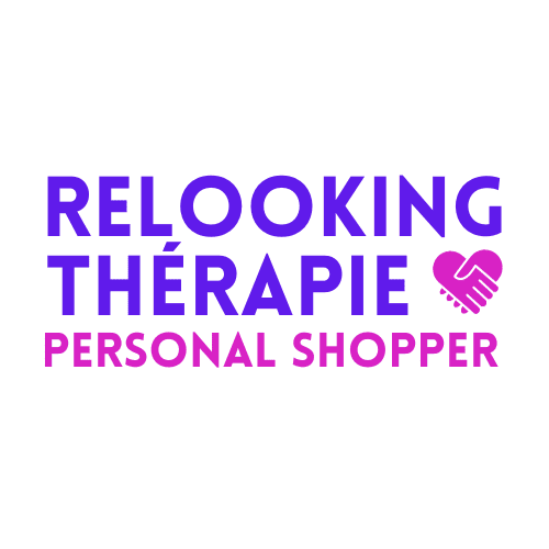 Logo de l'entreprise Relooking Thérapie avec deux mains qui se joignent pour former un cœur, ainsi que le mot Personal Shopper