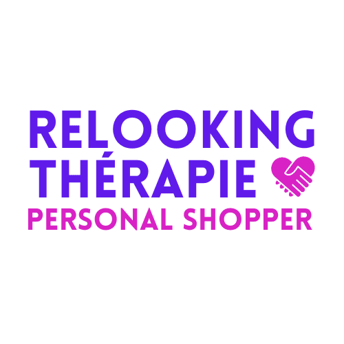 Relooking Thérapie Logo 2024 Logo de l'entreprise Relooking Thérapie avec deux mains qui se joignent pour former un cœur, ainsi que le mot Personal Shopper